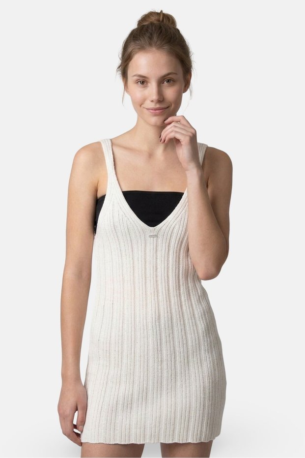 Women Knitted Nightwear Dress, Off White