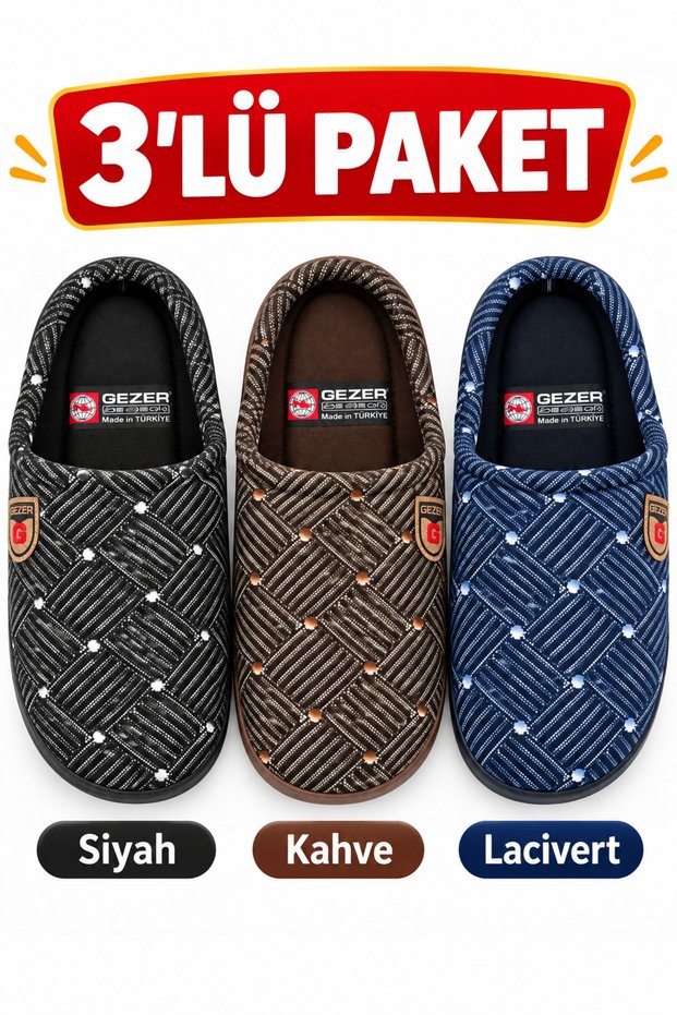 3-Pack Winter Men's Dowry Bundle Guest House Slippers