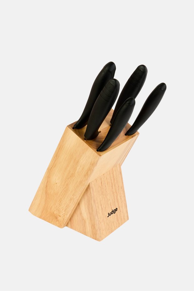 5 Pieces Essential Knife Block Set, Black