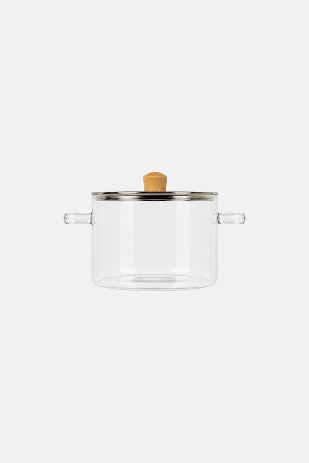 2Pcs Glass Simmer Pot Fluted, Transparent