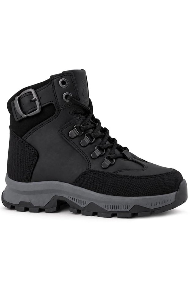 Rakerplus 9608-Sc Black Trekking 100% Genuine Leather and Fur Boys' Boots
