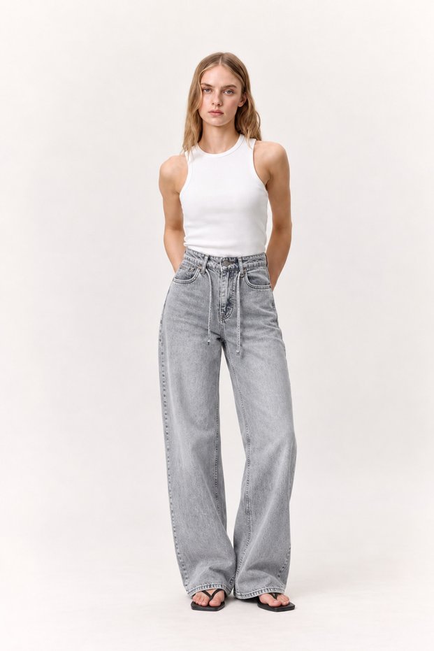 Women's Wide Leg Comfortable Gray Jeans