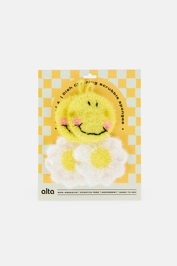 Set Of 4 Dish Cleaning Scrubbie Sponges, Multicolor