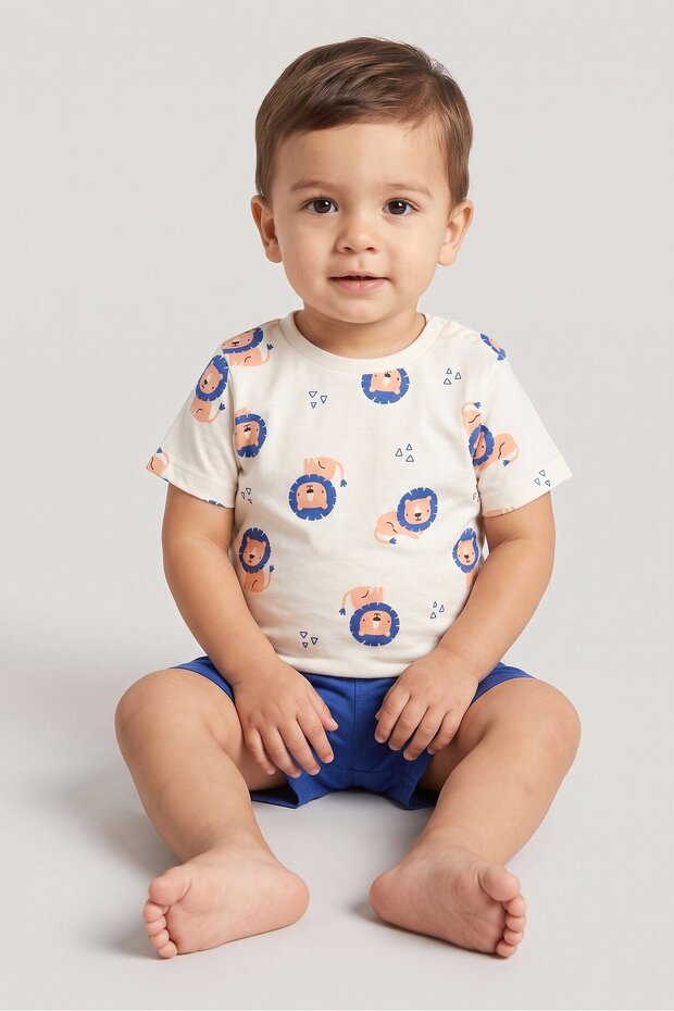 Toddlers Boy 3 Pieces Stripe Bodysuit, T-Shirt And Shorts Set, Multicolor