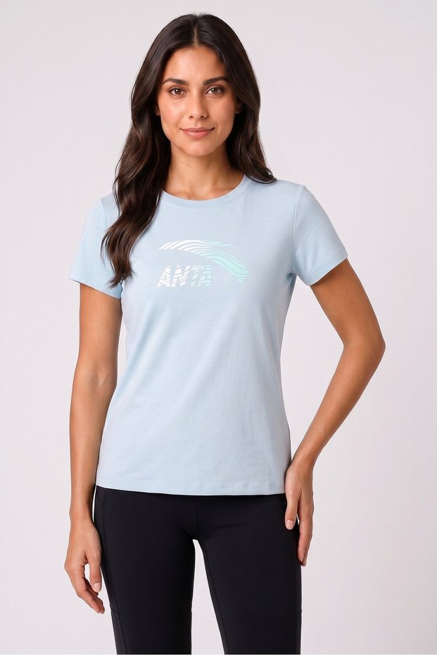 Women Relaxed Fit Short Sleeve Training T-Shirt, Sky Blue