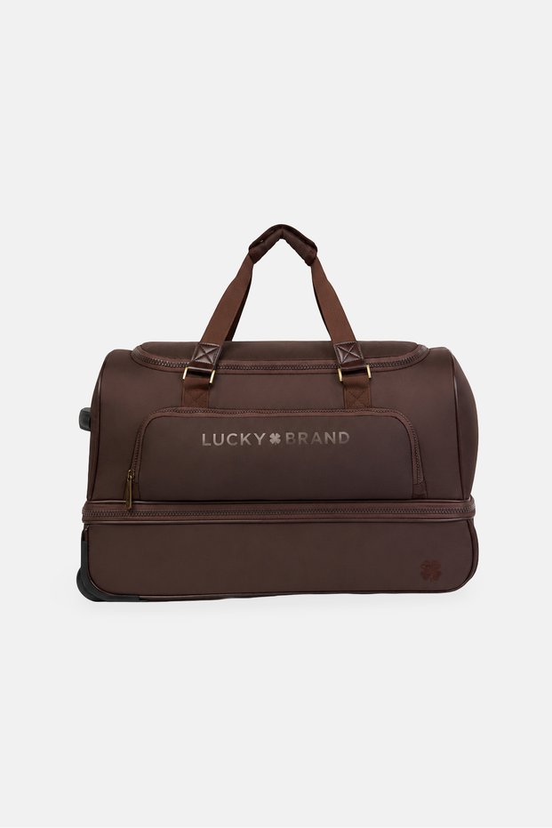 Men Brand Logo Rolling Duffel Bag, Chocolate Brown