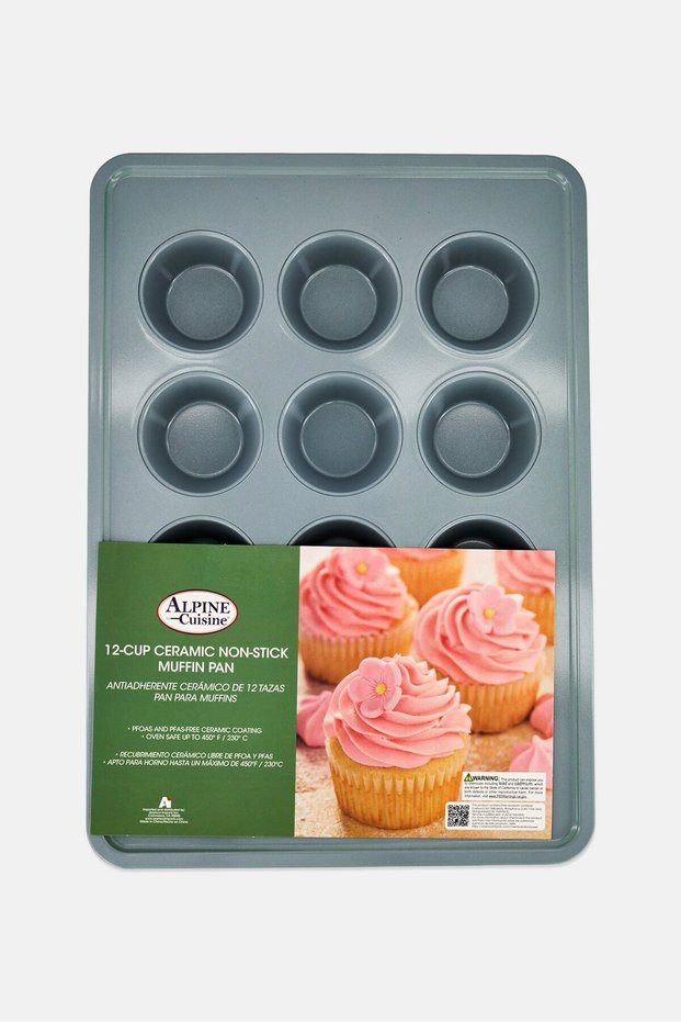 12 Cups Carbon Steel Muffin Pan 0,6 mm, Grey