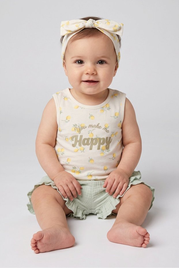 Toddlers Girl 3 Pieces Graphic Print Top And Skorts With Headband Set, Multicolor