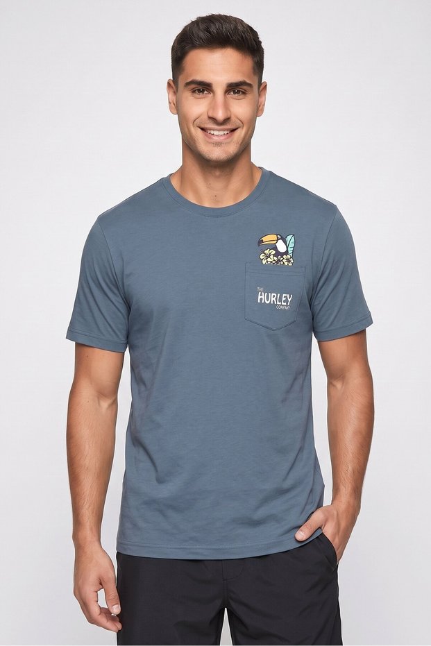 Men Sportswear Fit Short Sleeve Outdoor T-Shirt, Teal Blue