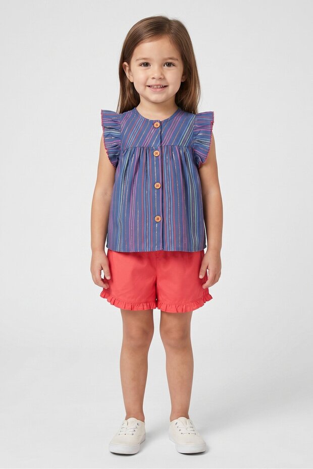 Toddlers Girl Stripe Dress And Shorts Set, Multicolor