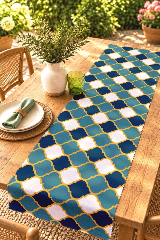 70S Fashion Colors Patterned Runner/Tablecloth/Placemat