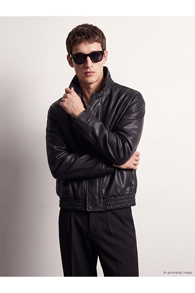 I Relax Fit Fur Roba Collar Men's Leather Look Coat from Freezen Store
