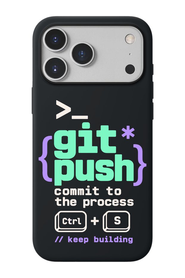 iPhone 17 Pro/18 Pro Compatible Gitpush Software Patterned Tpu Silicone Inside Suede Phone Case