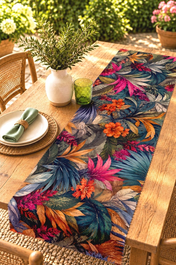 Leopard in the Jungle Double Patterned Runner/Tablecloth/Placemat
