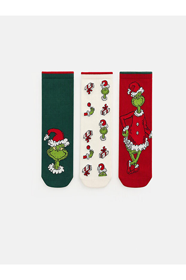 Grinch Christmas Themed Women's Socks from Uzg Store for Style Enthusiasts, 3-Piece Set