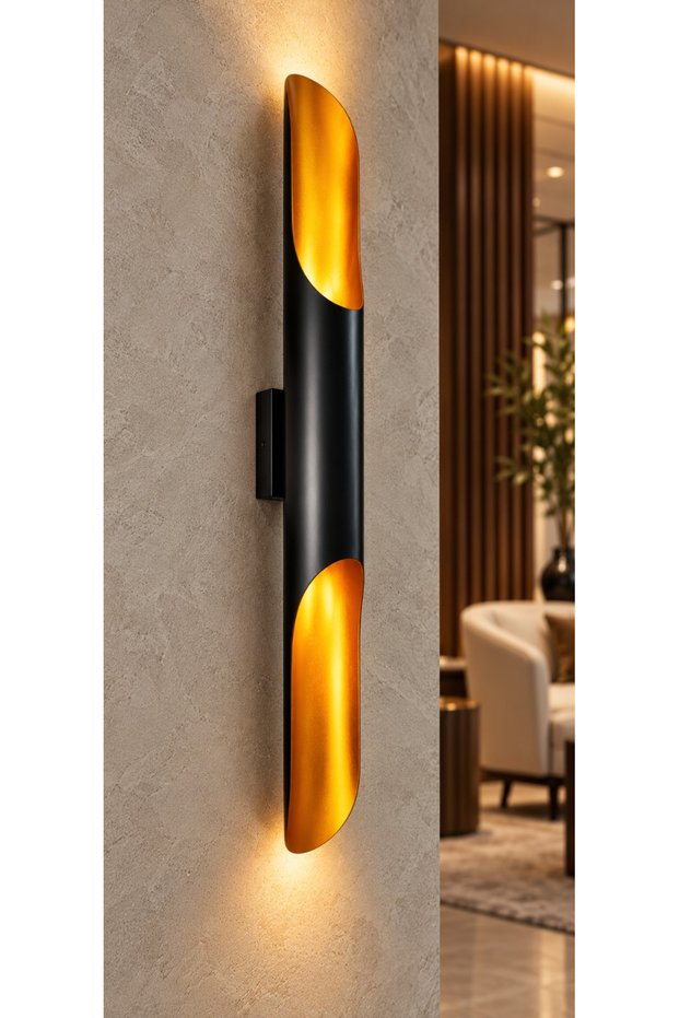 Fagot Decorative Black & Amber Metal Modern Wall Sconce Indoor (Daylight Led Bulbs Included...)