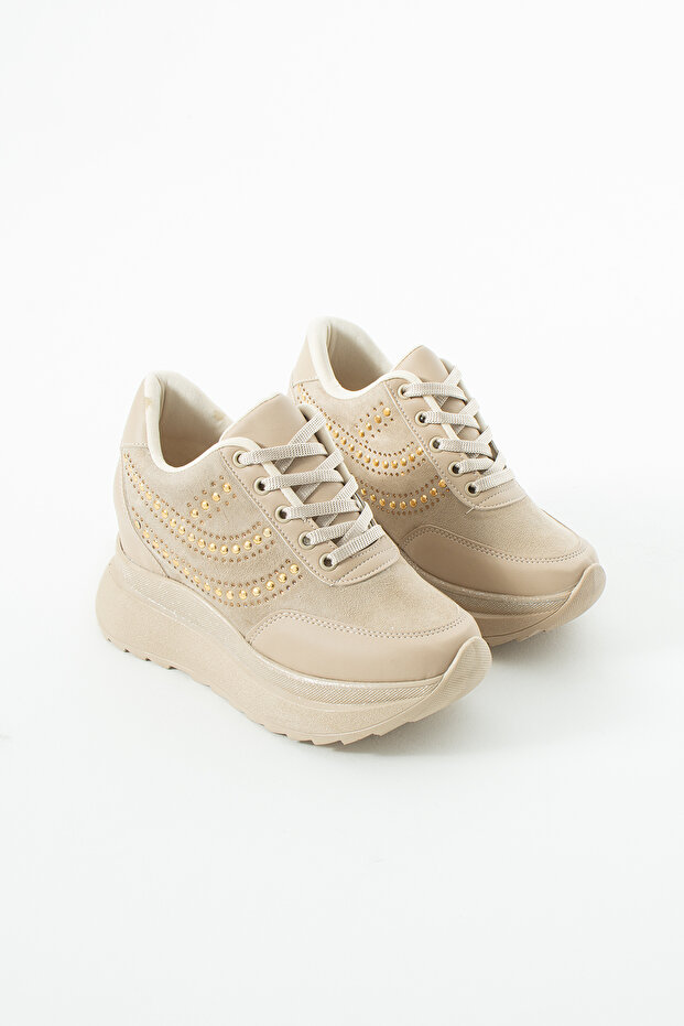 Mdln 952 Stripe Stone Detailed Hidden Heel Sports Shoes