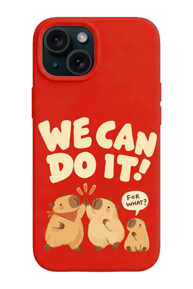 iPhone 15 Compatible We Can Do It Patterned Tpu Silicone Suede Phone Case
