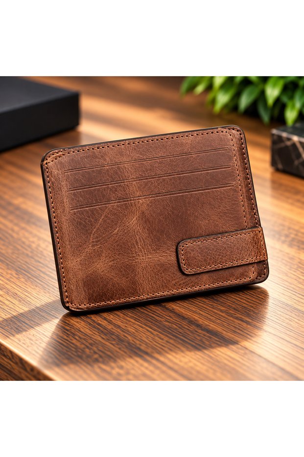 Genuine Leather Wallet – Slim Design, Card Compartments, Magnetic Closure, Id Compartment, Gray Wallet
