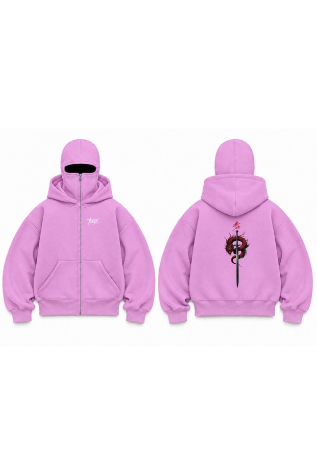 Snow Masked Balaclava Dragon Sword Printed Ninja Hoodie Sweatshirt