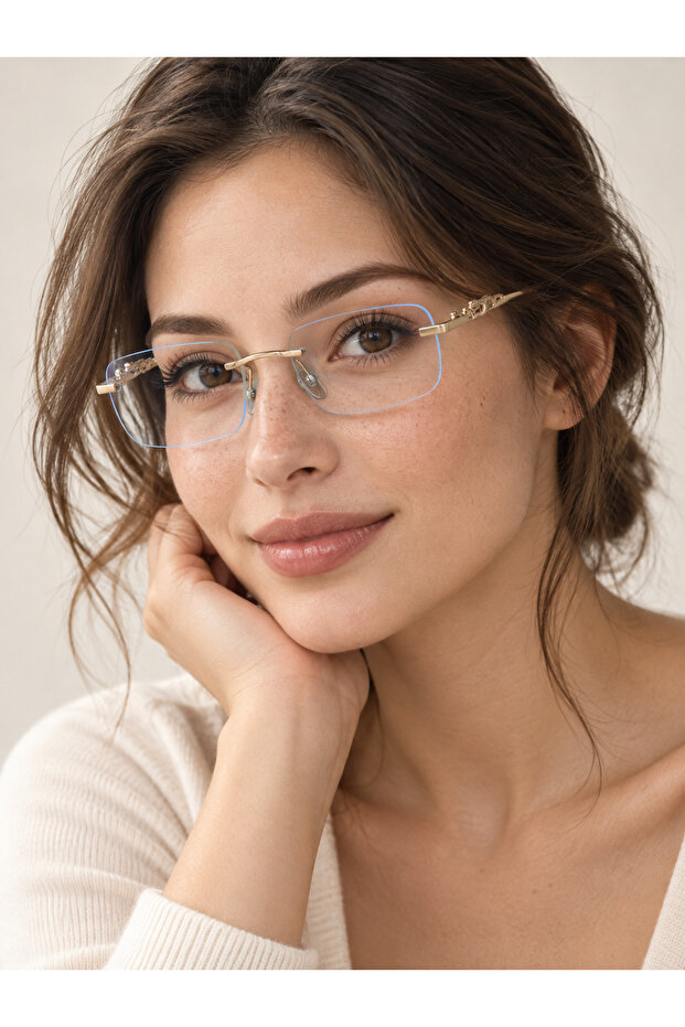 Milo Gold Square Metal Transparent Women Men Unisex Blue Block Blue Light Protection Screen Glasses Eyewear
