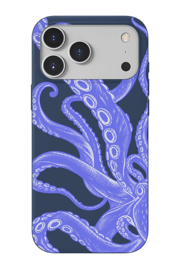 Octopus Patterned Tpu Silicone Suede Phone Case Compatible with iPhone 17 Pro Max/18 Pro Max