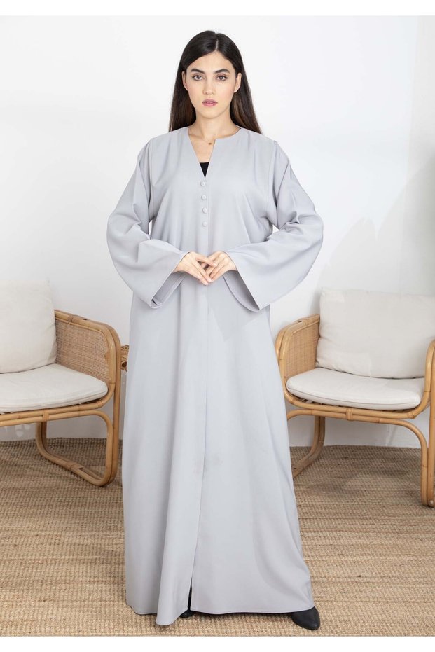 Grey Barbie Crepe Abaya with Sheila