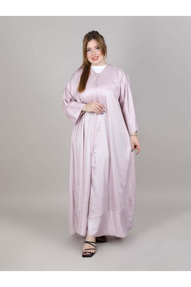 Pink Nida Abaya With Pleating Lines