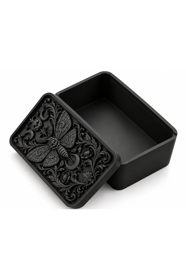 Pink Gothic Tarot Card Storage Box Decorative Box with Embossed Moth Pattern Cover 3D Printing