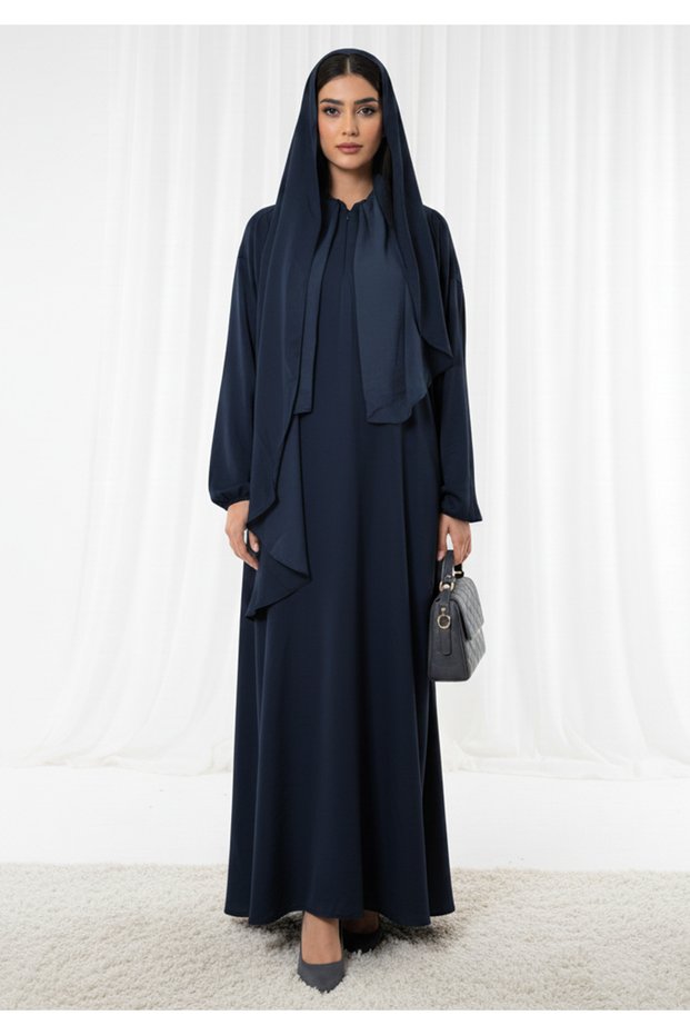 Lightweight Navy Harir Maqsood Prayer Abaya