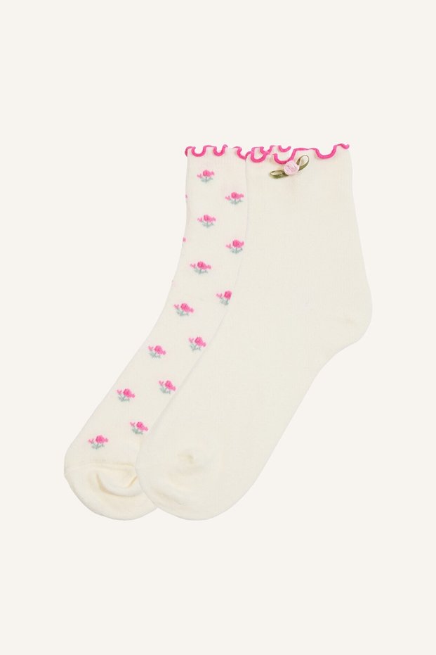 Women's Ruffled 2-Piece Cotton Socks I7238Axns