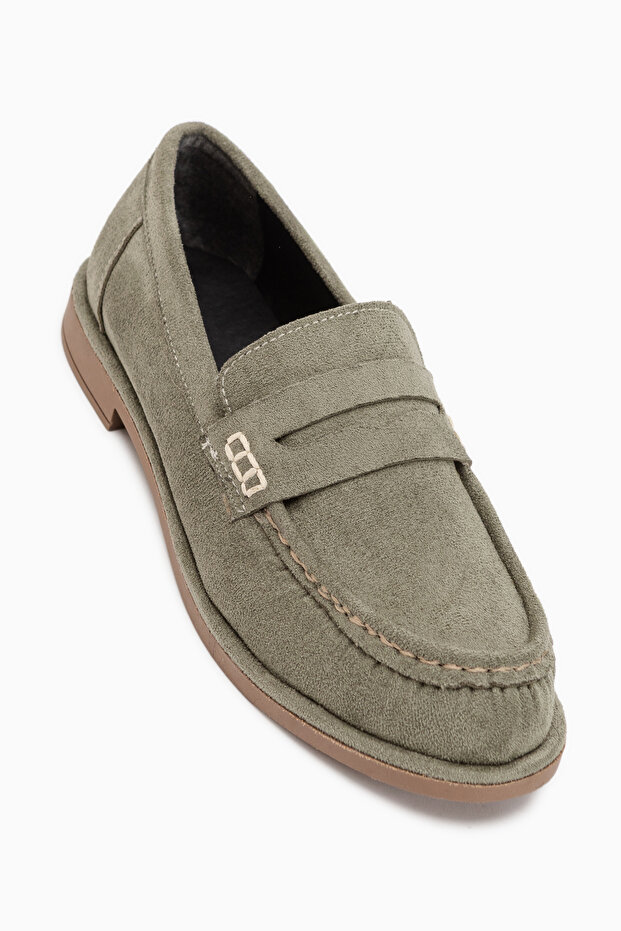 Carmel Green Suede Penny Loafer Women's Shoes