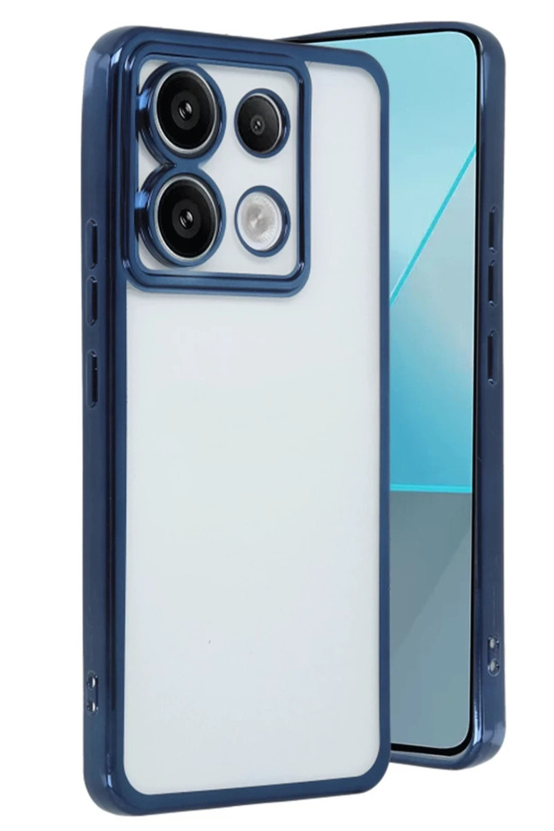 حافظة سيليكون متوافقة مع هاتف Xiaomi Redmi Note 13 Pro 5G مع عدسة - أزرق سييرا