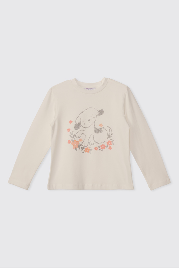 Baby Girl Printed Ecru T-Shirt