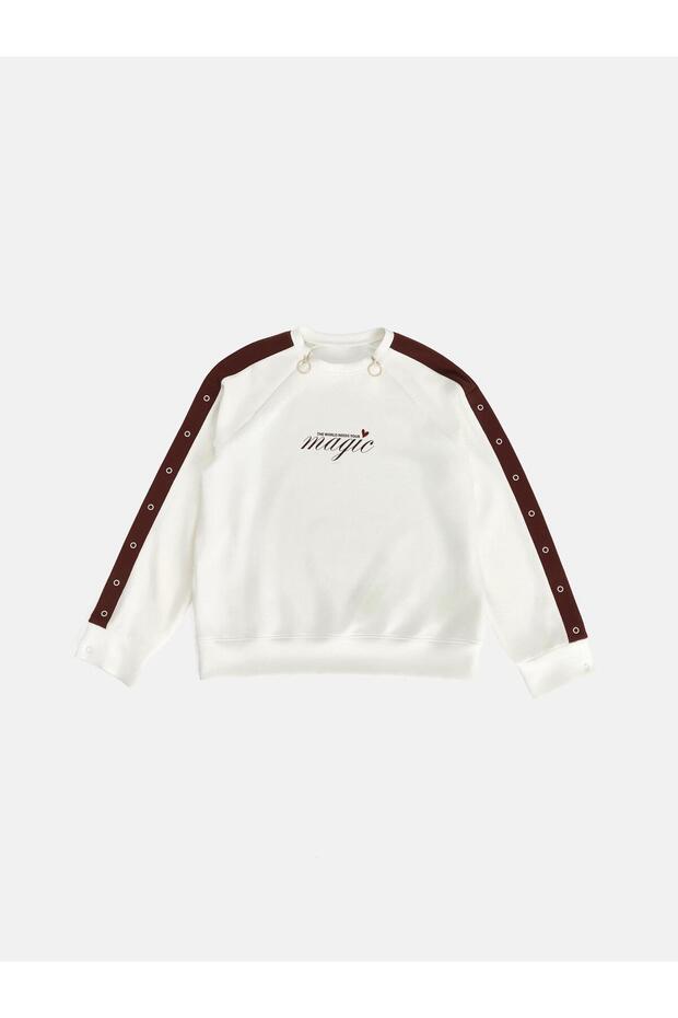 Peak New Season White Easy-To-Wear Soft-Touch Girls' Sweatshirt.