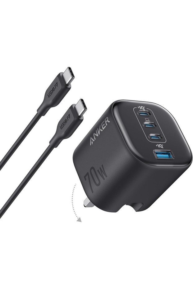 Anker Zolo 70W Fast USB C Charger 4-Port Foldable Laptop Adapter 1.8M Cable