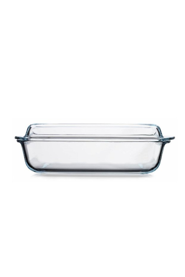 Rectangular Glass Casserole with Lid, 2750 ml, Clear