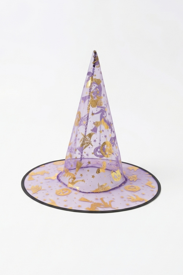 Lilac Halloween Themed Girl's Transparent Witch Hat