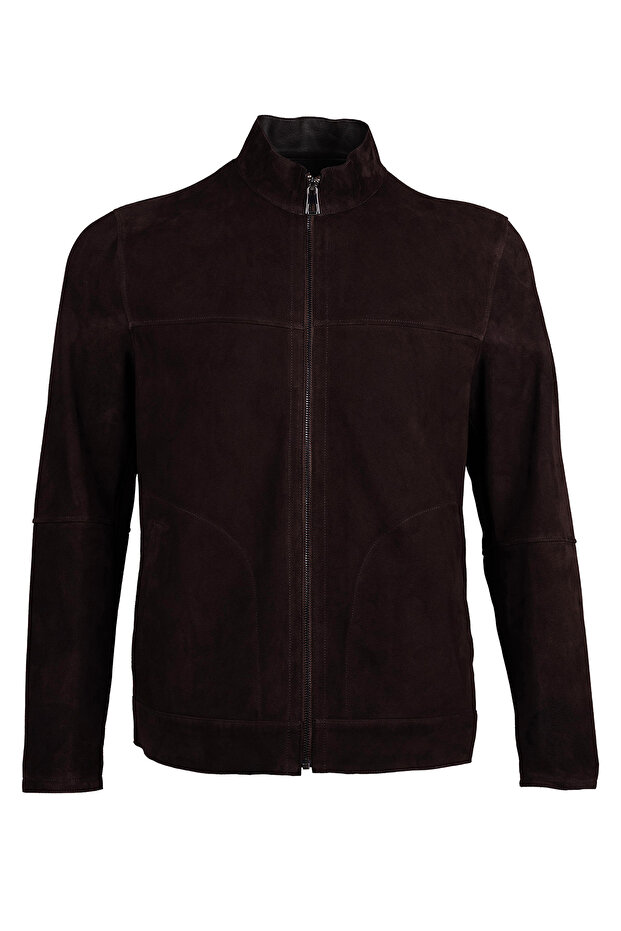 Men's Genuine Leather Brown Suede Leather Coat