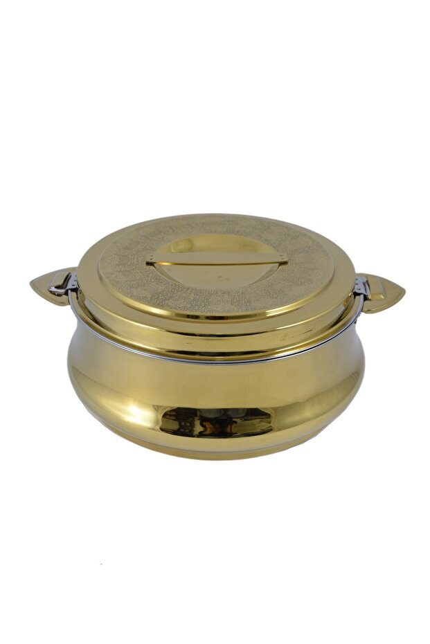 Riyadh Hotpot 5000 ml Capacity - Unique Locking Lid - Stainless Steel - Gold Etching