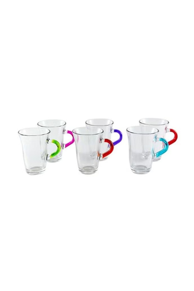 6-Piece Coral Nisa Tea Glass Set Clear/Red/Blue 150 ml
