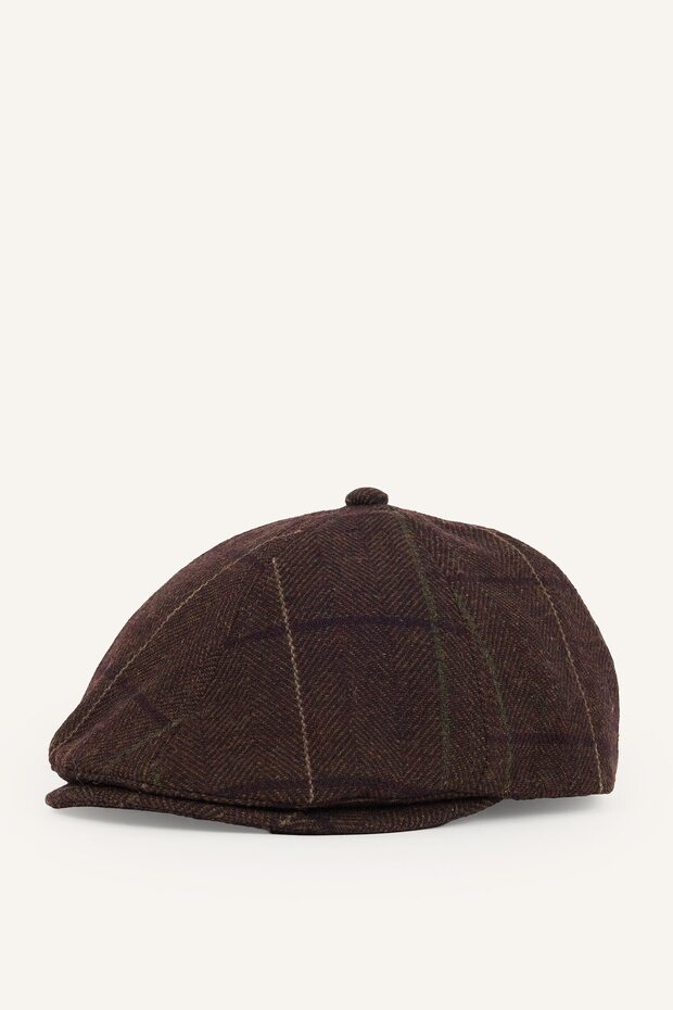 Women's Houndstooth Patterned Leather Visor Hat I6147Ax26Wn