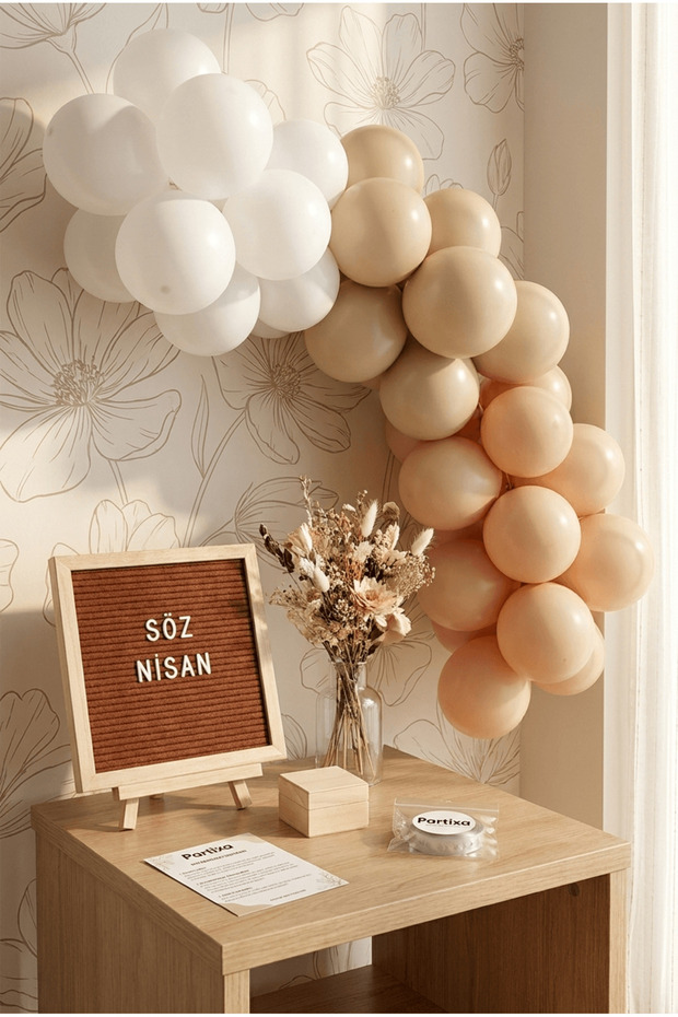 Engagement Promise Decoration Classic Set Coffee Felt Letter Board with Stand and Balloon Chain