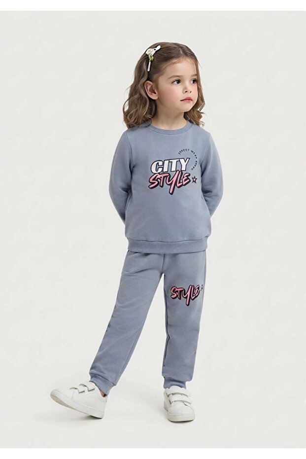 Three-Ply Sharded Combed Cotton Sweatshirt Children's Set
