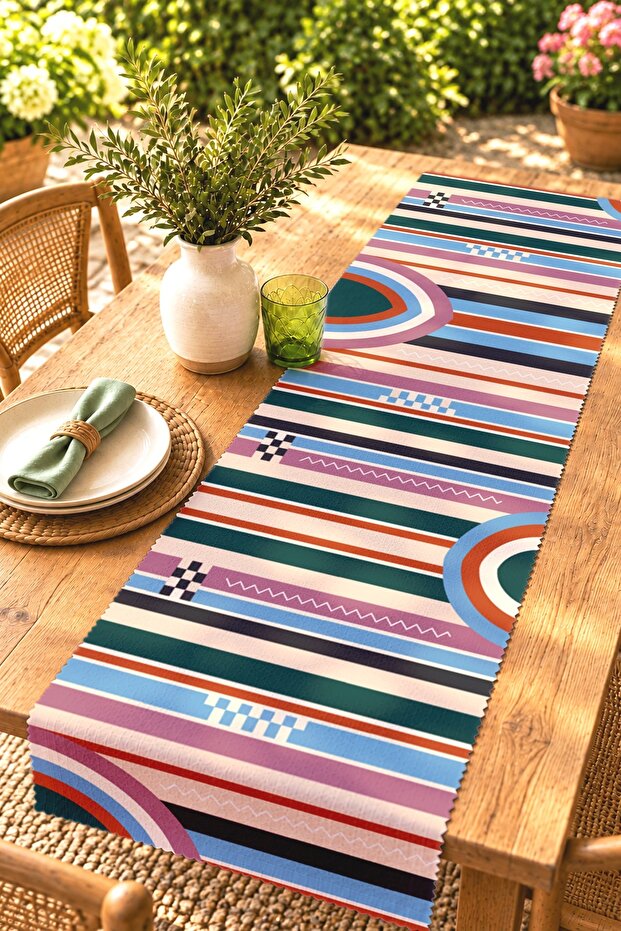 Zebra with Glasses and Floral Pattern Runner/Tablecloth/American Service Mat
