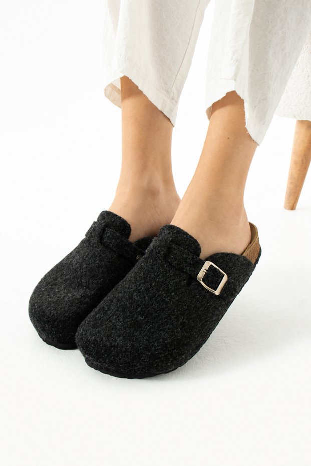 Women's Sabo Slippers – Cork Sole, Buckle Detail, and Casual Comfortable Design