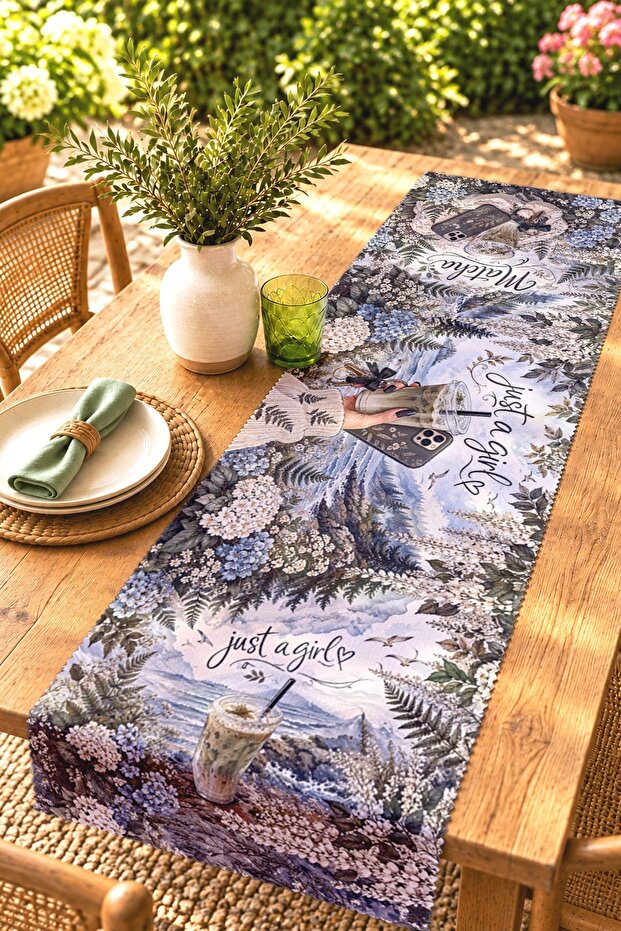 Matcha and Phone Patterned Runner / Tablecloth / Placemat