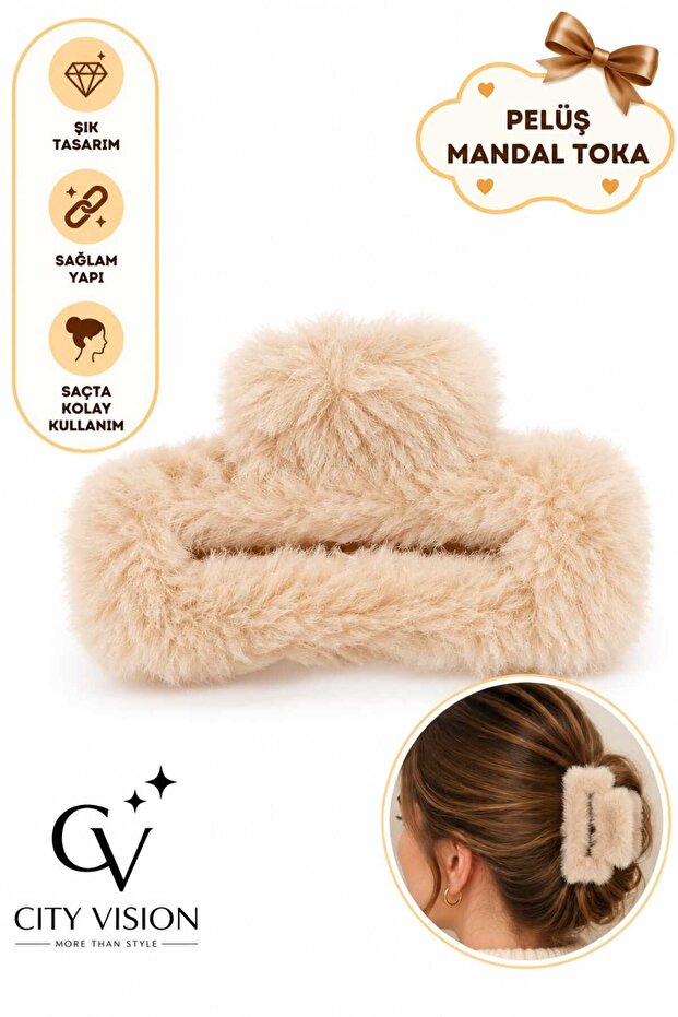 Plush Rectangular Model Hair Clip - Large Size