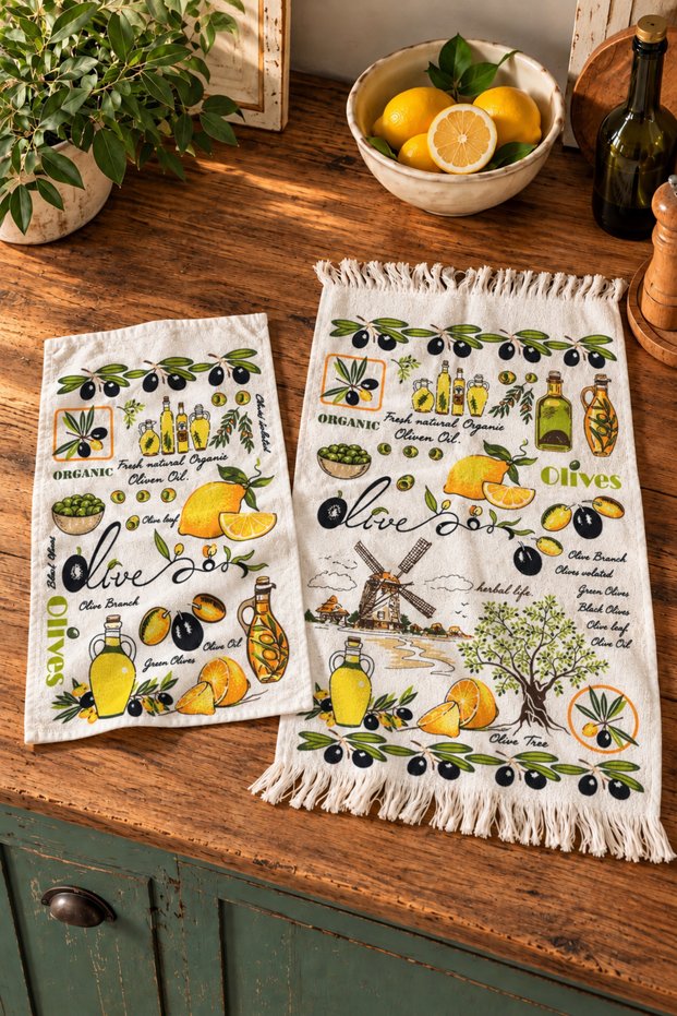 Kitchen Towel Printed 30X50 40X60 2 Pieces Drying Cloth Hand Towel