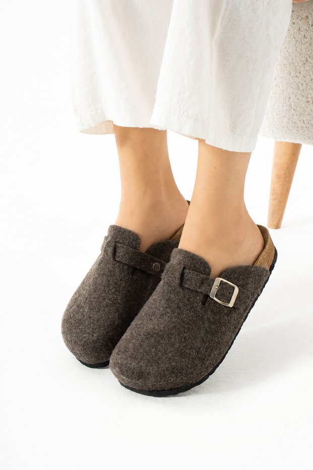 Women's Sabo Slippers – Cork Sole, Buckle Detail, and Casual Comfortable Design